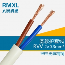 二芯軟護(hù)套線 100米卷 RVV2*0.3國(guó)標(biāo)電線